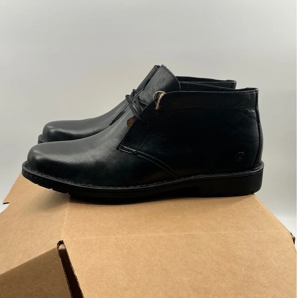 Born Harrison Mens Black Leather Chukka Boots Ankle Shoes BM0019503 Size 13M